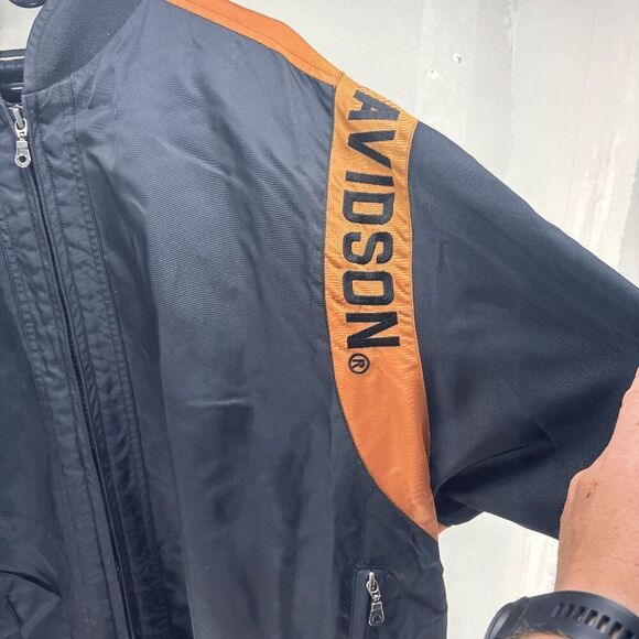Harley-Davidson Jacket 2XL Black Orange Bar Shield Racing Bomber 97068-00V VTG - Picture 5 of 9
